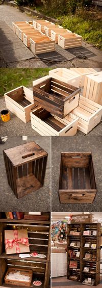 Apple crates display case... Walmart carries these crates for $10 ea.