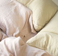 Linen Pillowcases and Sheets in Rouge, Austin Deluxe Shams in Honeycomb