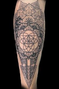 Geometric piece incorporated with mandalas etc