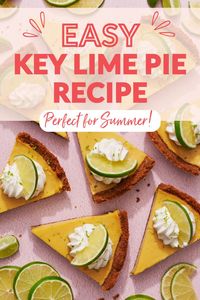 Easy Key Lime Pie recipe is packed full of bright, fresh lime flavor, a hint of ginger in the buttery graham cracker crust, all topped with fresh whipped cream. One bite will transport you straight to the sunny Florida Keys!