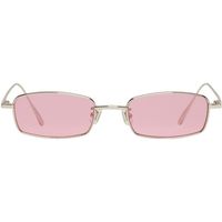 Gentle Monster SSENSE Exclusive Silver and Pink Palabra Sunglasses ($195) ❤ liked on Polyvore featuring accessories, eyewear, sunglasses, glasses, ssense, titanium frame sunglasses, uv protection sunglasses, gentle monster glasses, square glasses and pink lens glasses