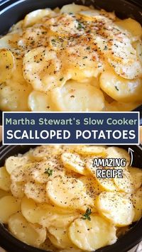 Discover the creamy goodness of Martha Stewart's Slow Cooker Scalloped Potatoes! This easy recipe offers layers of tender potatoes and rich cheese, perfect for family dinners or gatherings. Enjoy making this delicious, hassle-free side dish that cooks while you relax. Save this pin and try the recipe today!