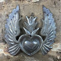 Religious Home & Décor, Hand Pounded Metal Sacred Heart with Wings and Flame Haiti 5" x 5"Ask a question$14.95Free shipping to United States