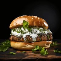 St. Helena Lamb Burger with Feta and Mint Yogurt Sauce Recipe