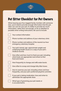 When leaving your dog or cat with a pet sitter, you’ll want to provide enough information so that they can provide the proper care for your pet. Download and print out this checklist to reference when you need to leave your pet with a sitter, and for more information on pet care options for when your pet can’t vacation with you, check out our blog! #PetSitting #SummerVacation #PetChecklist #Travel