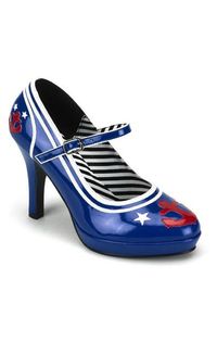 Sailor Shoes Blue, White and Red Nautical Anchor Heels