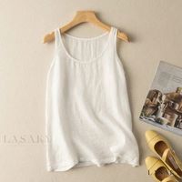 Lasaky - Sleeveless Cotton Linen Top in Solid Color, Vintage Literary Style