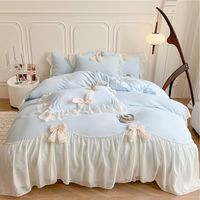 PRICES MAY VARY. Package including :1*Queen of duvet cover: 229 x 229cm/90" x 90",2*queen of pillowcase: 51 x 66cm/20" x 26".NO including Comforter. Material:100% Soft Brushed Microfiber,the raw material handled by special process.Breathable, Comfortable, skin-friendly! Design:Beautiful ruffle style duvet cover that will add an elegant, chic and modern look to your room. Bowknot design on the edge of duvet cover and pillowcases, charming appeal to your bedroom décor. Ties&Zip:The shabby chic duv