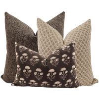 The French Press pillow cover set exudes the cozy charm of French country living. Crafted with the essence of rustic comfort in mind, this set of three pillow covers combines the timeless elegance of French cottage aesthetics. Each pillow cover in the set is designed to evoke the warmth and relaxation of a countryside retreat. Rich tones of brown and dark taupe black dominate the color scheme, lending a sense of depth and sophistication to any space they adorn. Items: (1) 22x22 Almond Jumper | S