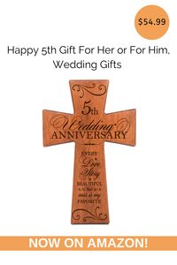 $54.99 - PERFECT HOME DECOR SIZE: The wooden anniversary cross measures 11"(H) x 7"(L) x 0.375"(W) and weighs 1lb 6oz. This gift for couples looks beautiful hanging the living room or as a bedroom decor item. MADE OF SOLID MAPLE WOOD: We make sure that we only use the best quality wood for each piece, as each durable wooden cross home decor item is made to last for a lifetime. Amazon Must Have Gift Product. #Amazon #WeddingAnniversary #WeddingGifts #5thYearAnniversary #AmazonMustHave