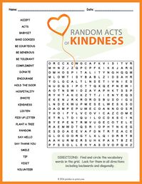 Free Printable Random Acts of Kindness Word Search