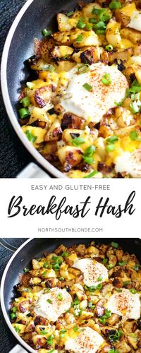 Scrumptious, hearty, full of protein breakfast hash that is sure to coat the stomach after a fun date night ;) Super easy to make, and oh so cheesy! Recipe | Fast | Quick | Eggs | Breakfast | Brunch | Lunch | One Pan | One Pot | Potatoes | Cheese | Paprika | Poached | Over Easy | Well Done |