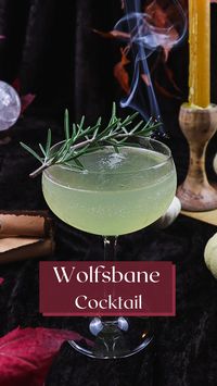 A werewolf antidote inspired by the Wolfsbane Potion of Harry Potter, consumed by Professor Lupin to ward off symptoms of werewolfery. This wolfsbane cocktail is smoky and woodsy using burnt rosemary to coat the glass with smoke and as a smoky garnish. For maximum smokiness, use smoked rosemary gin. Perfect for a Halloween or Harry Potter themed cocktail or any special occasion!