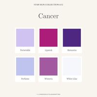 Colour Palette inspiration for your next branding design project, website design, interior design and procreate inspiration, based on the star signs. Colour Palette by Lioness Digital Marketing - #cancer #starsign #starsigninspired #colourpalette #colourinspiration #brandcolours #designproject #design #purple #colourpaletteinspo #inspo #purplecolourpalette