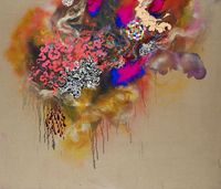 Jackie Tileston "Transformations of Great Obscurity," mixed media on linen 60" x 72"