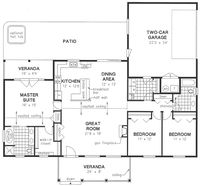 First Floor Plan of Ranch House Plan 58550