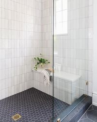 Walk in shower GOALS! Shower Walls: Cloe 2.5x8 in White Design & Styling: adidstudio Photography: graham.yelton | @adidstudio