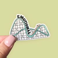 "EMOTIONAL ROLLERCOASTER STICKER 🎢 Climb aboard this Emotional Rollercoaster 🎡  and take your game to the next level! This waterproof and dishwasher safe sticker is the perfect addition to your journals, water bottles, and laptops. The design is funny and packs a punch of personality - just the thing to add a bit of whimsy to your day. Please select any add ons you would like, or just select \"Single Sticker\" if you would just like the sticker on its own. QUICK NOTES: - Dishwasher Safe - Waterproof - Has an easy peel tab! - Handmade Make your own sticker pack right here 👇🏻 https://www.etsy.com/listing/1543393409/custom-mental-health-sticker-pack SIZE: 2.75 Inches (7cm) at the longest side ADD ONS: Mystery Sticker - Your mystery sticker with relate to this main sticker and will look am