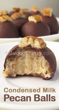 These chocolate-covered condensed milk pecan balls have a sweet, nutty, and delicious flavor. And the best thing is that it only takes four ingredients to make these yummy dessert treats! #recipe #pecan #treats #easytreats #homemade #yummy #dessert