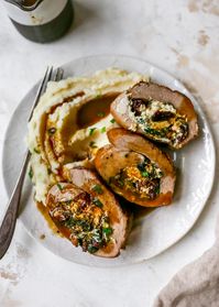 Stuffed Pork Tenderloin with Apple Cider Pan Sauce