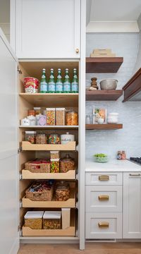 103103 White Pantry Cabinet With Wooden Drawers And Shelves