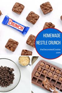 homemade nestle crunch chocolate bars with just two ingredients