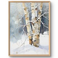 Birch Painting Winter Landscape Watercolor Art Print Aspen Forest Wall Art Birches Trees Print Neutral Large Poster - multiple sizes to choose from. 🎨To see more art prints, please visit my shop: https://agureevaartprints.etsy.com WITHOUT FRAME Matte or frames are not included, but it gives an example of how beautiful the painting can look framed. This Birch print goes beautifully with several different types of frames. Each print is made to order by a professional printing company. Museum-qual