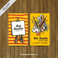 colorful art studio card Free Vector