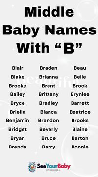 Looking for a middle name that starts with 'B' for your little one? We've got a list of gorgeous, classic, and unique middle names for boys & girls, all starting with B. Find the perfect middle name match for your baby! 💖