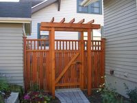 I copied this craftsman style cedar fence from one similar to it in my neighborhood.  I created four sections of it: two six foo...