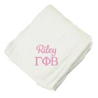 "Personalize this luxuriously soft blanket with your name and sorority. Choose your blanket and thread colors to make it extra special. It makes a great addition to any bedroom, dorm or living space! It makes the perfect gift for any Gamma Phi Beta member!  *PLEASE NOTE* Only \"Grey Sherpa\" is a sherpa style blanket. All other colors (including \"grey\") are not sherpa, but are a thick plush fleece - still super silky soft)"