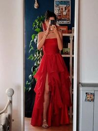 Popular Red A-line Side Slit Maxi Long Party Prom Dresses,Evening Dress,13266 Description1, Material: organza, lining. 2, Color: it can be in custom color, please contact us and tell us style number, then we will send you more colors to choose. 3, Size: standard size or custom size, if dress is custom made, we need measurement as following, please leave custom measurement and information in the note of shopping cart. bust______ cm/inch waist______cm/inch hip:_______cm/inch shoulder to shoulder :_______cm/inch (measured from back of shoulder) shoulder to bust :_______cm/inch (measured from middle shoulder to nipple) shoulder to waist :_______cm/inch (measured from middle of shoulder to natural waist) shoulder to floor with shoes on :_______cm/inch (length from middle of shoulder over nipple