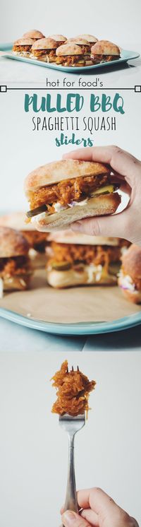 pulled BBQ spaghetti squash sliders | RECIPE on hotforfoodblog.com