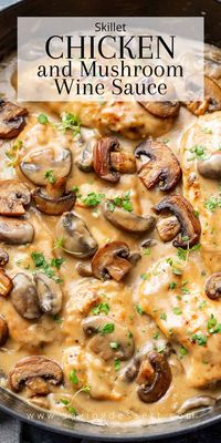 Skillet Chicken and Mushroom Wine Sauce