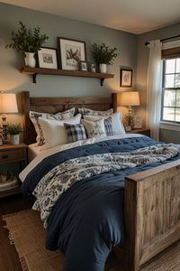 Looking for stylish blue farmhouse bedroom inspiration? Our collection of ideas combines modern trends with farmhouse coziness, offering plenty of ways to refresh your space. #FarmhouseStyle #BlueDecor #BedroomInspiration #HomeTrends #CozyLiving