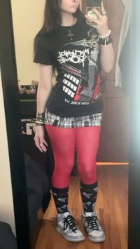 #mcr #outfit #red #emo #alt #fashion #cute #tights #mychemicalromance