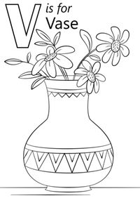 Letter V is for Vase Coloring page