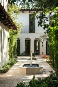 Small modern mediterranean house courtyard with fountain and garden. Check out all of these small modern Mediterranean houses that are as charming as they are rustic dream coastal retreats.