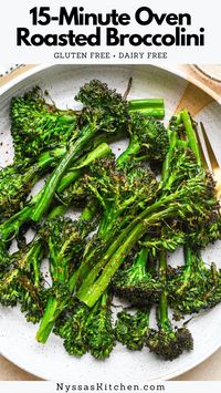 This 15-minute oven roasted broccolini is the best quick side dish that pairs well with so many meals! It’s one of our all-time favorites when we need a simple veggie recipe to serve with dinner. Made with broccolini (also sometimes called baby broccoli), olive oil, and a few simple spices – it cooks quickly in the oven on a sheet pan until tender with slightly charred florets. The recipe is not only delicious but also nutrient-dense, gluten-free, dairy-free, Whole30 compatible, and paleo-...