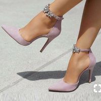 Line-Style Buckle Stiletto Heel Rhinestone Pointed Toe 11cm Thin Shoes