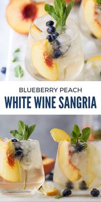 Loaded with peaches and blueberries, this refreshing peach sangria is an easy light cocktail for the summer days ahead. With a bit of mint and peach Schnapps for extra flavor, you’ll be drinking it by the pitcher.