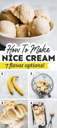 Satisfy your sweet tooth with this creamy and customizable one-ingredient Banana Nice Cream recipe, including 7 of our favorite flavors. It's a vegan, healthy dessert recipe that the family is going to love! #vegan #vegetarian #nicecream #icecream #healthyrecipe #easyrecipe #summerfood