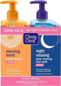 Amazon.com: Clean & Clear 2-Pack of Day & Night Face Wash with Citrus Morning Burst Facial Cleanser with vitamin C + cucumber and Night Relaxing Face Wash, Oil-Free facial cleanser, hypoallergenic face wash : Beauty & Personal Care