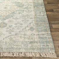 With its central medallion, lush floral borders, and tactile fringe, this area rug is inspired by traditional oriental rug designs. A faded finish palette and purposeful distressing give it a well-worn look. Handcrafted from a cotton blend, its handwoven style is ideal for busy spaces. Rug Size: Rectangle 2' x 3' White Area Rug - AllModern Tucson Oriental Handwoven Area Rug in White | Size 24.0 W x 0.39 D in