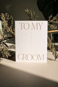 These luxury minimal cards are perfect for writing a love note to your future husband or wife to read right before you say "I do!" Many couples also enjoy using these for their vows. DetailsYou'll receive a pair of 4"x5.25" Cards (Folded).Cards are printed on premium 120lb. ivory cardstock.Matching White Envelopes are included*Listing automatically includes Bride and Groom- if you would like a different combination, please send a message before purchase.