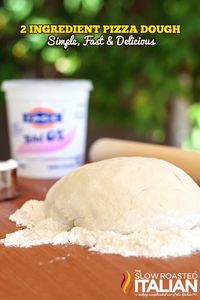 2-Ingredient Pizza Dough - Nothing could be easier.  No rise time!   #pizza #recipe #weeknight