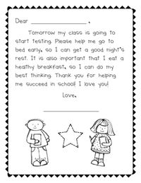 Its so important for children to go to bed early not just for testing but every other day too. But i like this idea.