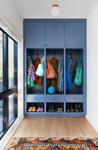 Also in the foyer, beside a wall of glass that brings light into the living/dining area, is storagefor coats, bags and shoes. Tagged: Storage Room, Shelves Storage Type, and Cabinet Storage Type. Photo 26 of 53229 in Photos. Browse inspirational photos of modern storage ideas.