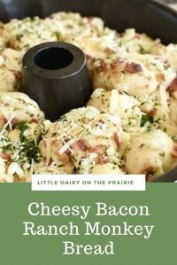 Cheesy bacon ranch monkey bread is a savory twist on traditional monkey bread. This recipe is loaded with bacon and ranch flavors! It's like pizza dough in a pull-apart bread bake! This kid-approved recipe will have everyone coming back for more. Try it today!