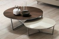 Designer   Giuseppe Bavuso   Harpa Coffee table with Chrome-plated or painted steel base. Top available in: white acrylic stone, marble, oak, ebony or lacquered MDF.